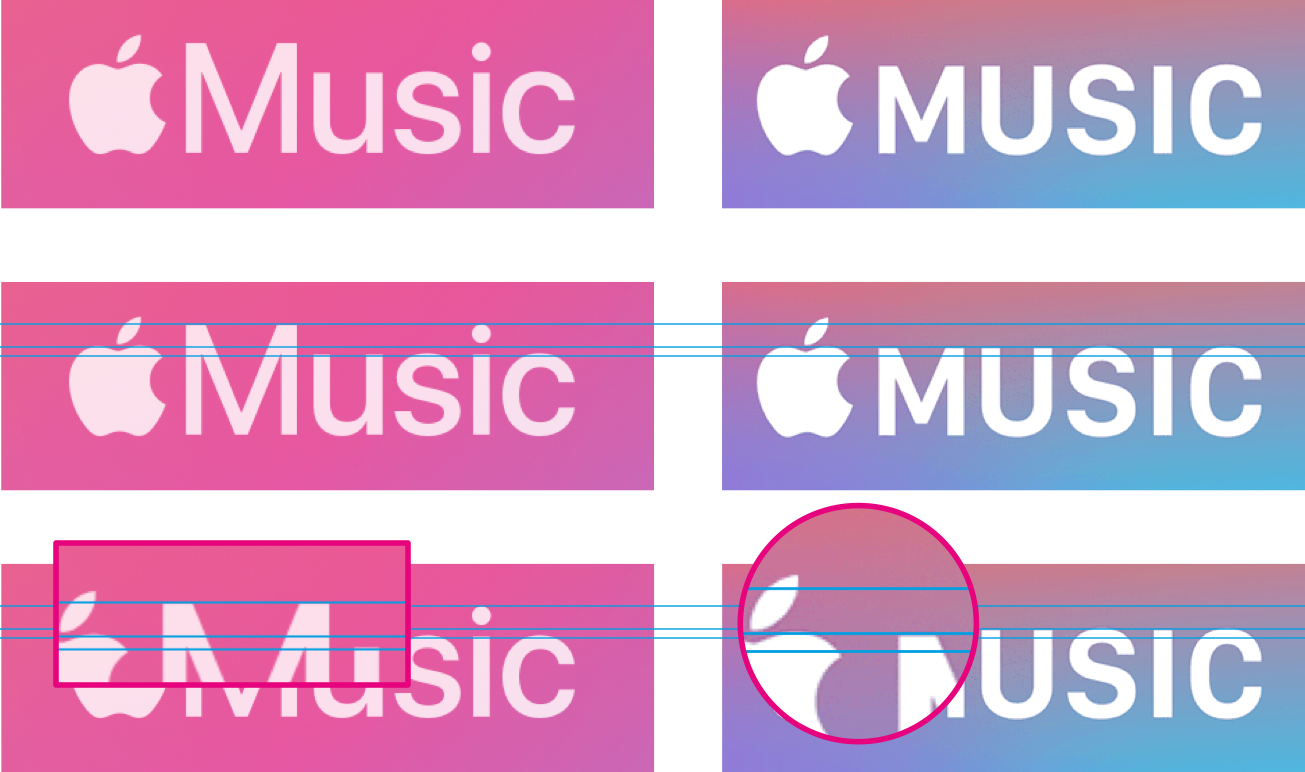 Apple’s Apple Music wordmarks in both title and small caps cases.